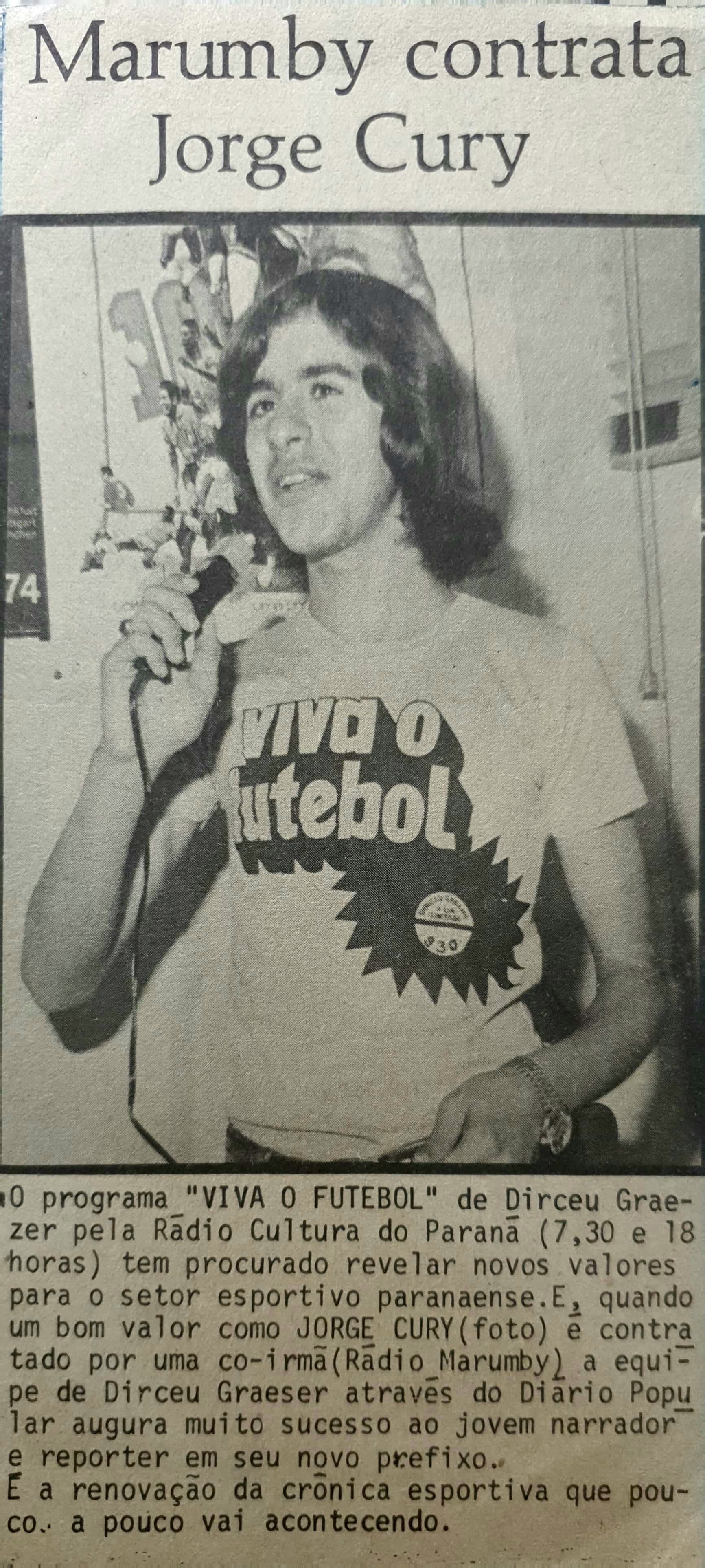 Fevereiro de 1975 — Diário Popular anuncia a contratação de Jorge Cury pela Rádio Marumby.