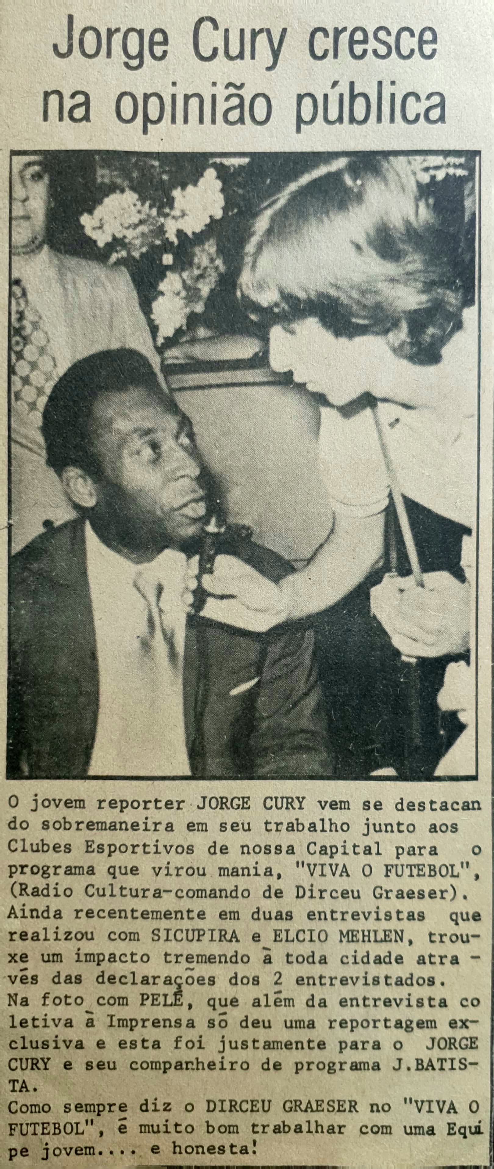 Diário Popular, junho de 1974 — a reportagem exclusiva  com Pelé nas Lojas HM, Curitiba.